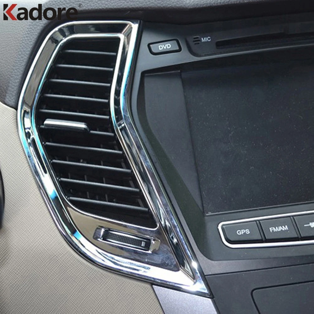 For Hyundai Santa Fe 2013 2014 2015 ABS Chrome Accessories Air Vent Outlet Trim+Inside Door Handle Catch Cover Inner Car Styling