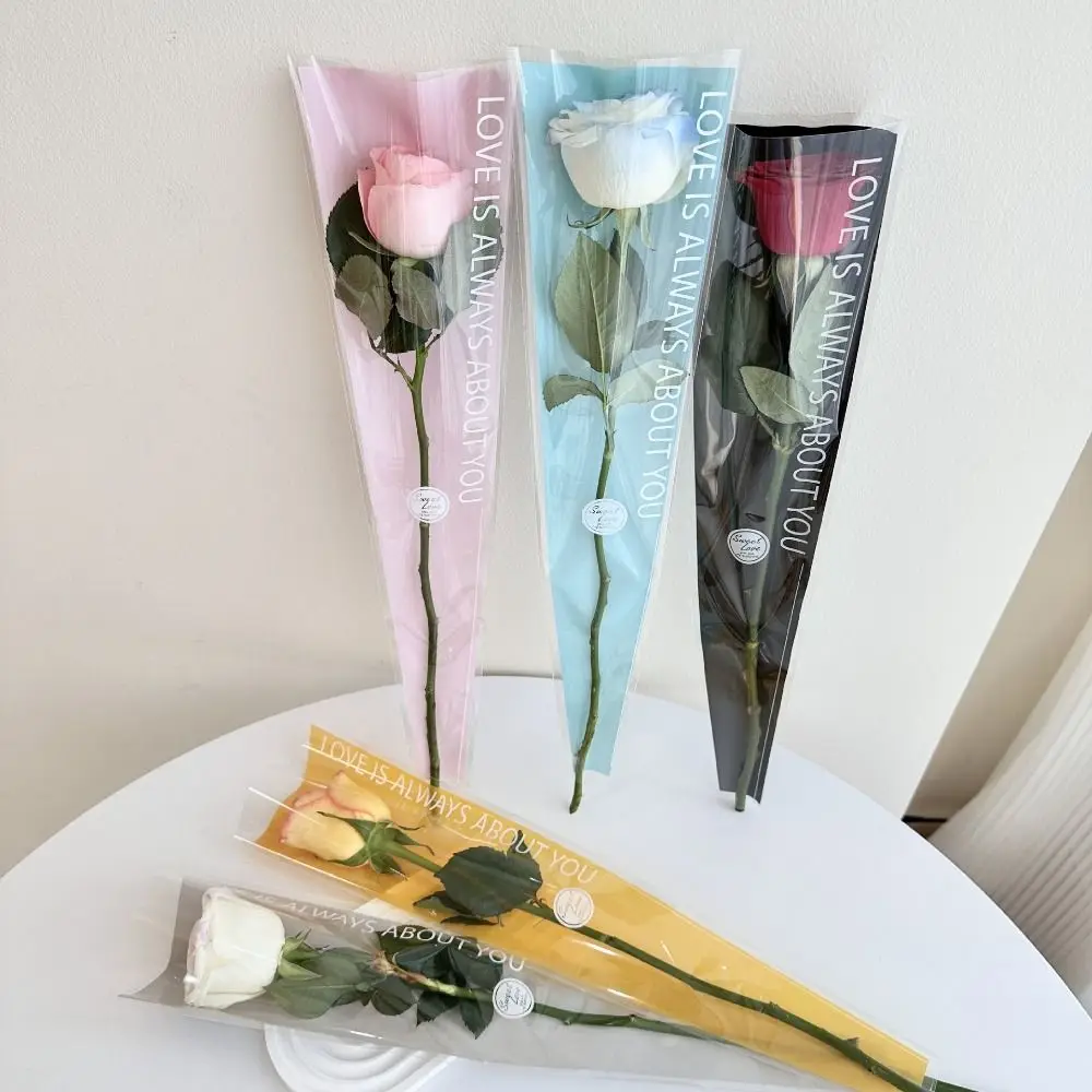 

50pcs Transparent Single Flower Packaging Bags Romantic Opp Bag Bouquet Wrapping Bags Waterproof Flower Arrangement Bags
