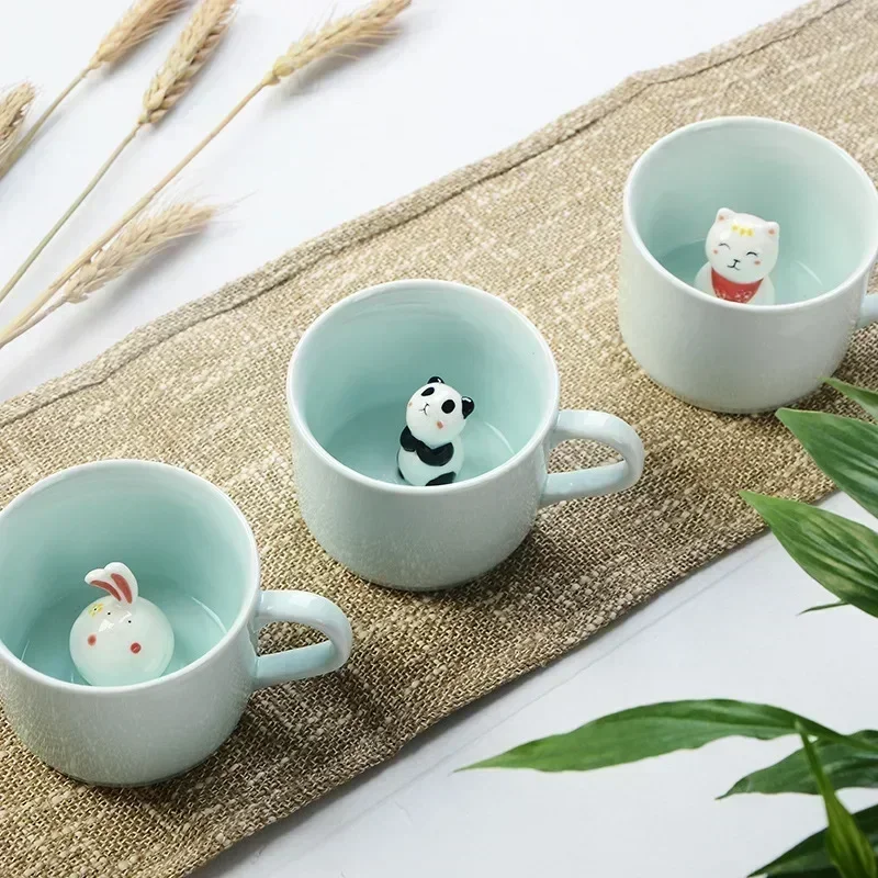 New Arrive Creative Cartoon Ceramic Mugs Cute Animal Coffee Milk Tea Cup 220ml Novelty Birthday Gifts Mugs