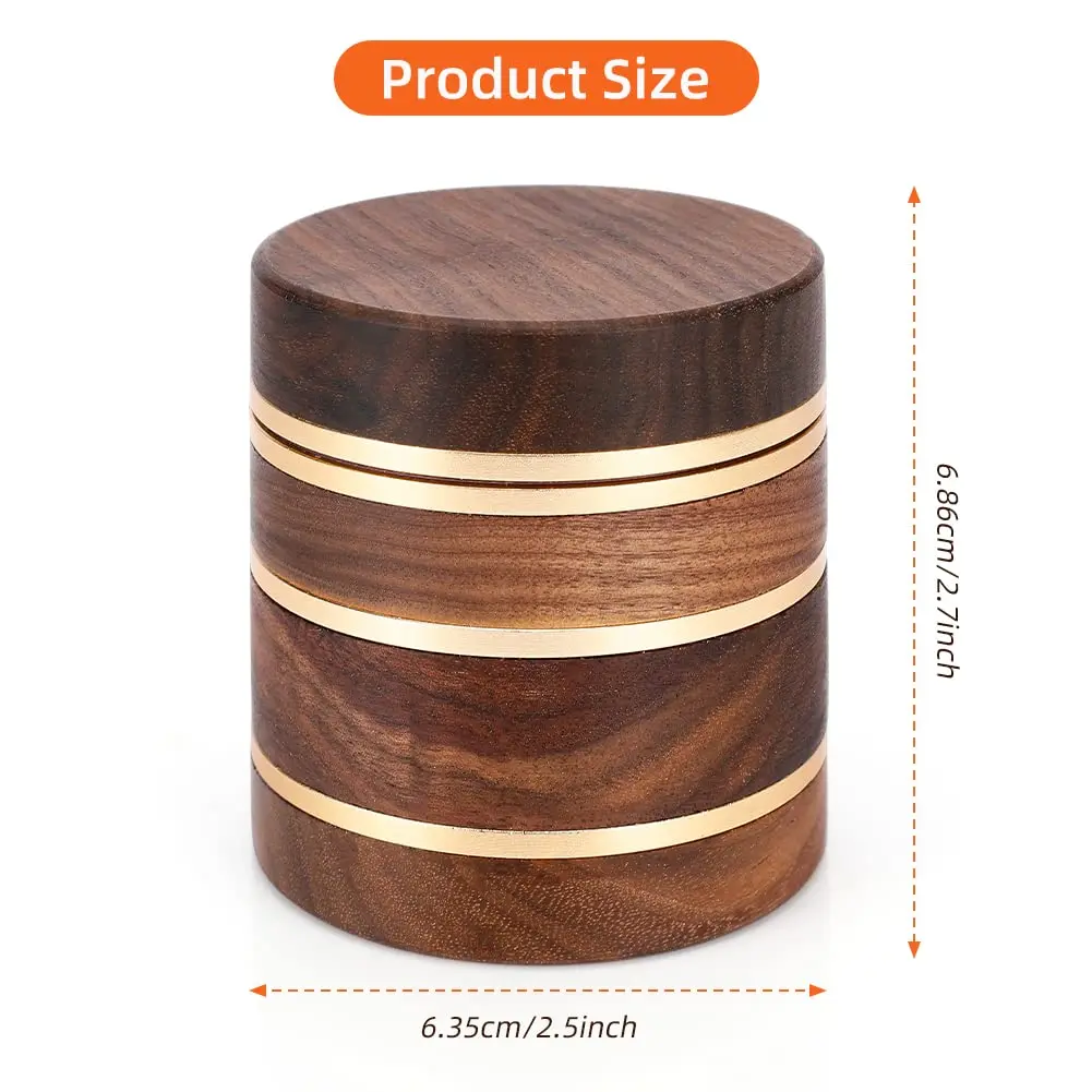 63mm High-grade Natural Wooden Herbal Grinder Tobacco Spice Mill 4 Parts Smoke Crusher Aluminium Alloy Smoking Accessories