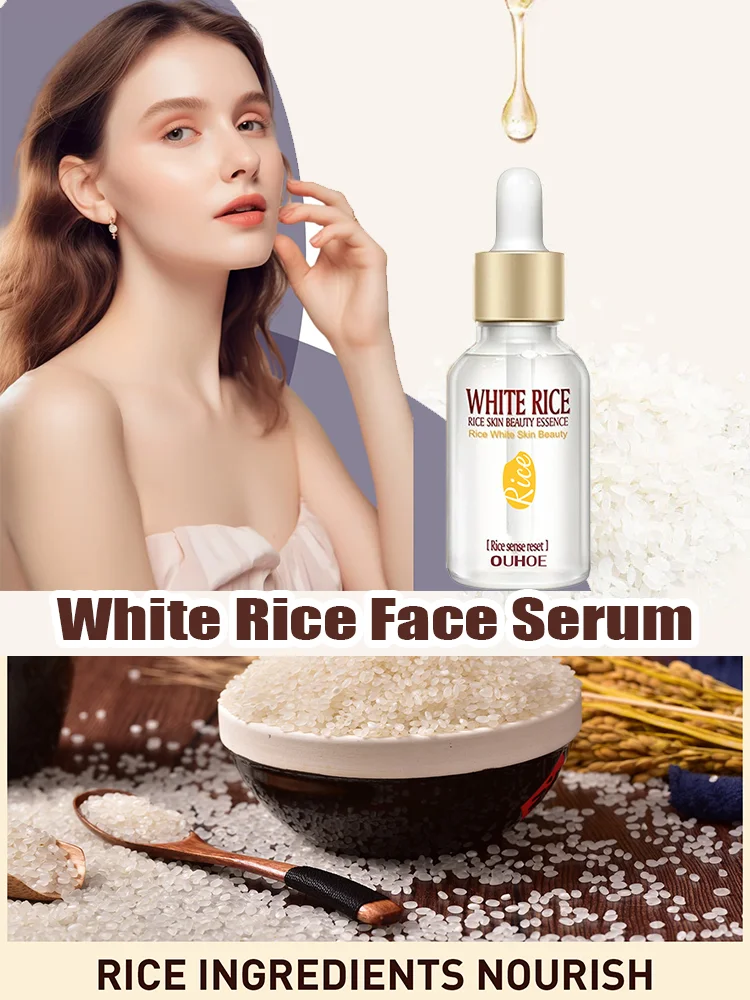 

White Rice Face Serum Shrink Pores Brightening Whitening Cream Anti Aging Lines and Wrinkles for Glowing Skin Firm Care Essence