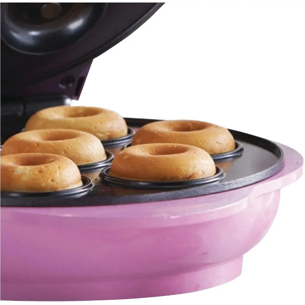 Non-Stick Mini Donut Maker Machine, rosa, CTS-250, 8,75x4,5x9,75 polegadas
