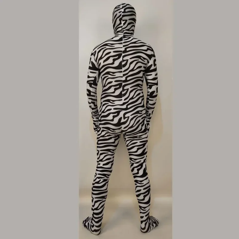 EE01 Female Adults Kids  Animal Zebra Pattern Cosplay Costume Woman Girls Black White Striped Zentai Bodysuit Halloween Men Io0！