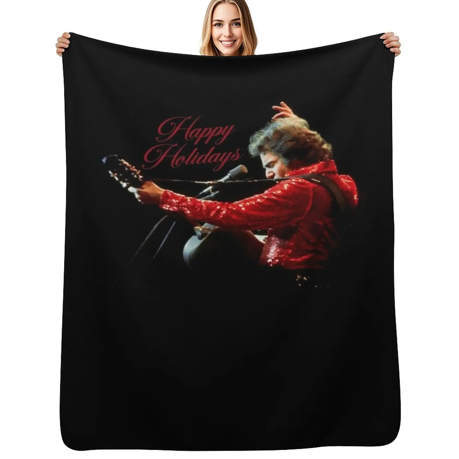 HAPPY HOLIDAYS RED JACKET. Throw Blanket for sofa Luxury Brand Beach Giant Sofa Cute Luxury Blankets