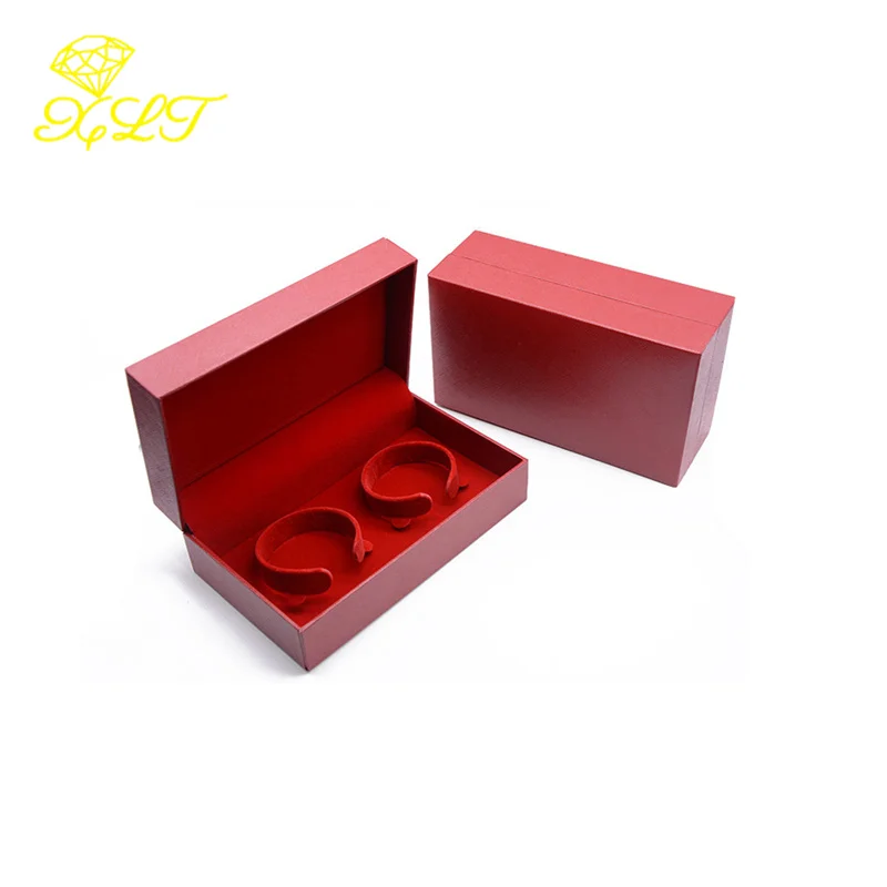 Double Bracelet Box Jewelry Packaging Box Red Dragon and Phoenix Bracelet Box Diagonal Check Pair Bracelet Box Wedding Gifts Box