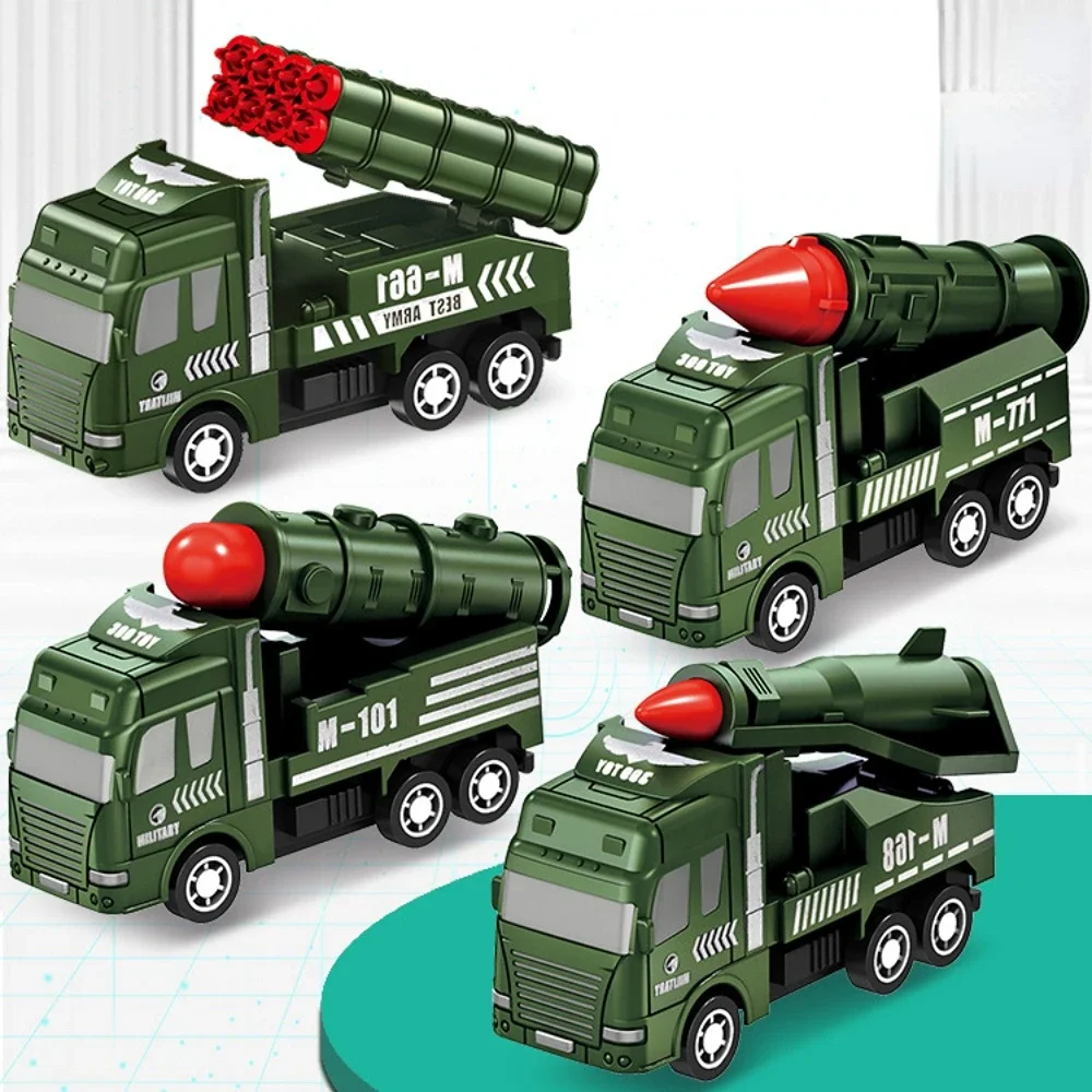 4Pcs Kids Car Toy Mini Pull Back Fire Engine Inertia Engineering Truck Military Vehicle Boys Toys for Children Christmas Gifts