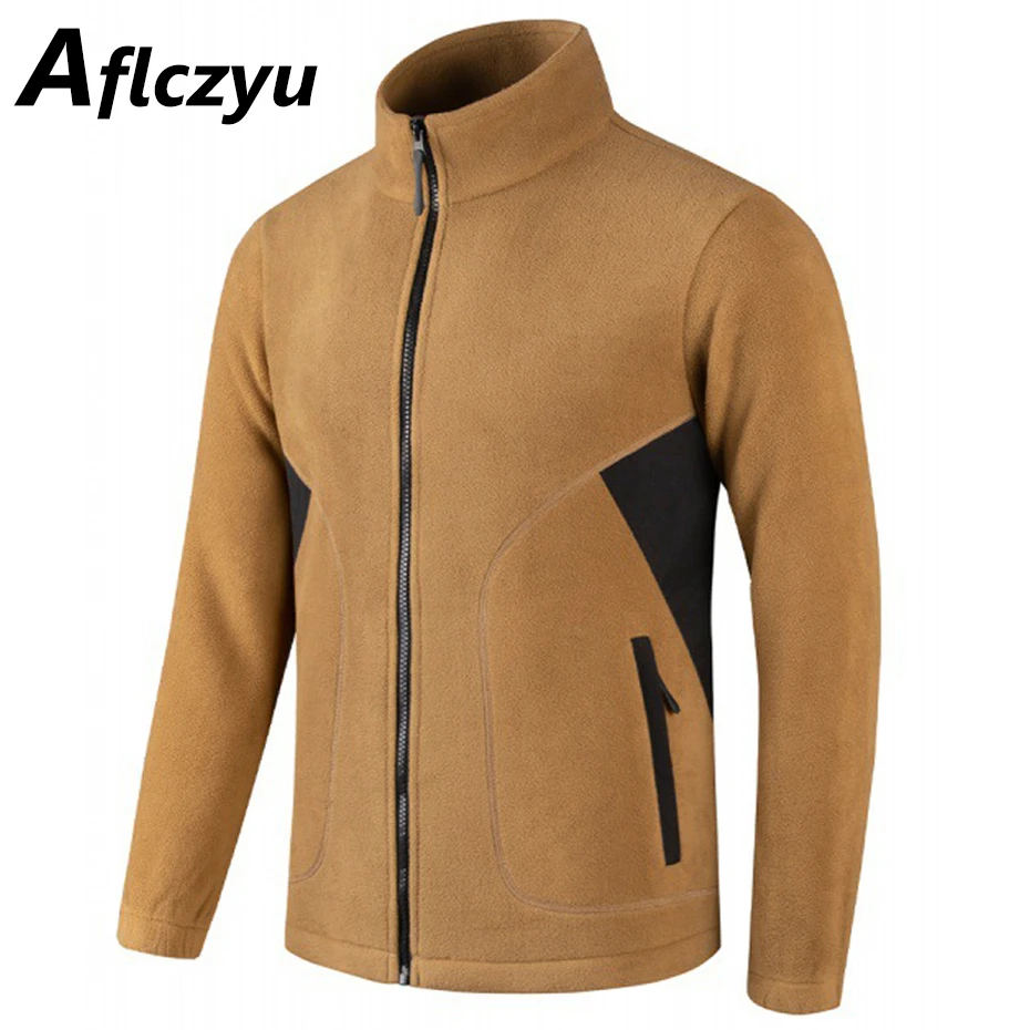 

Vintage Stand Collar Jacket Men Autumn Winter Fleece Jacket Coat Fashion Casual Patchwork Jackets Male Outerwear Outdoor