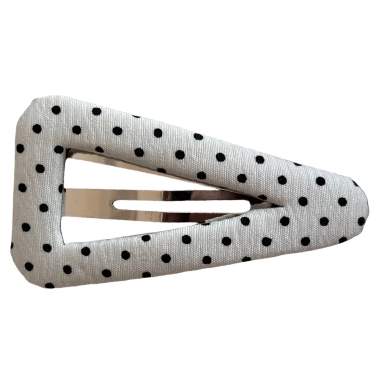 1pc Sweet Korean‑Style Polka‑Dot Fabric Hair Clips, Black‑White Side Bang Hairpins for Women Daily Hairstyle Accessories