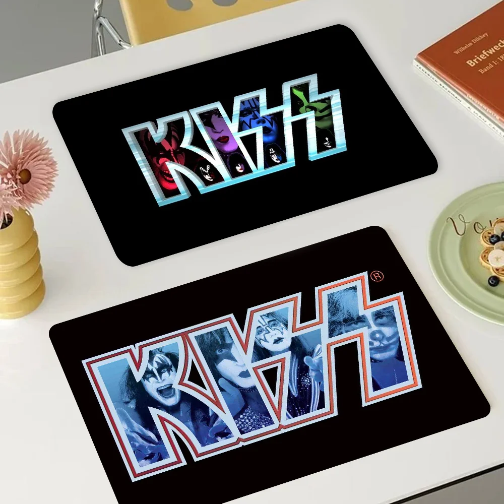 Retro KISS Rock Band Kitchen Draining Mat Tableware Pad Coffee Dish Drying Mat Placemat Bathroom Kitchen Drain Pad