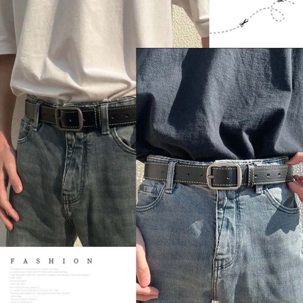 تصميم فاخر كاجوال متعدد الاستخدامات، أحزمة فستان بنطلون رفيع، حزام خصر بإبزيم دبوسي، حزام من جلد البولي يوريثان