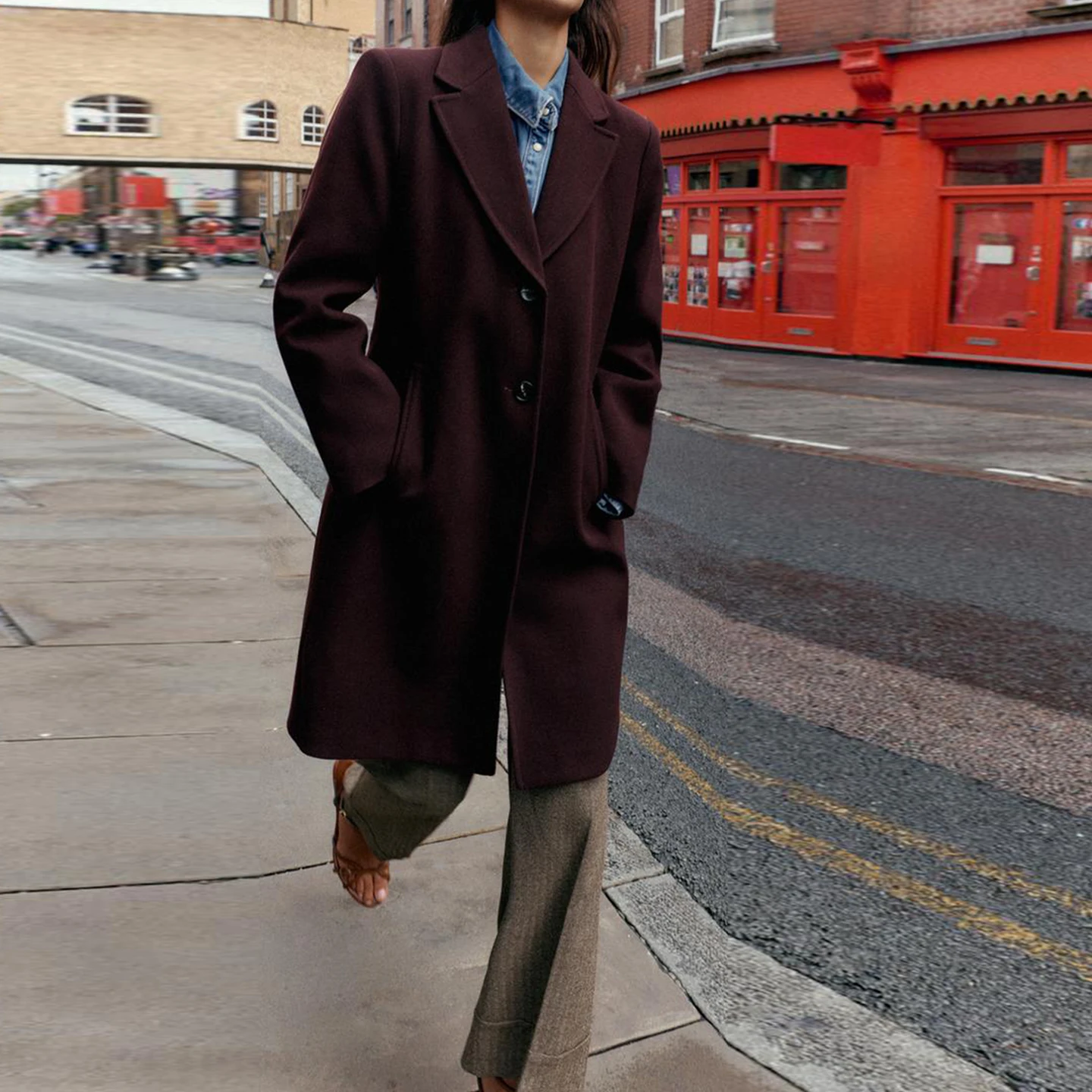 Faionable op maat gemaakte broek met riem hoge taille rechte pijpen lange broek voor dames herfst 2025, zigzagpatroon personali