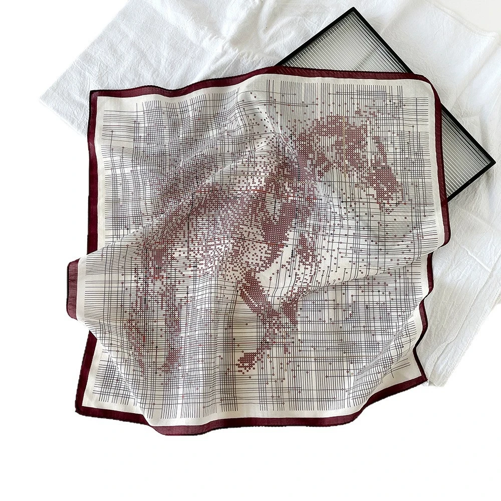 أوشحة مربعة جديدة من القطن والحرير بمزاج فني مع طباعة ربط منقط، ندبة زخرفية احترافية متعددة الاستخدامات