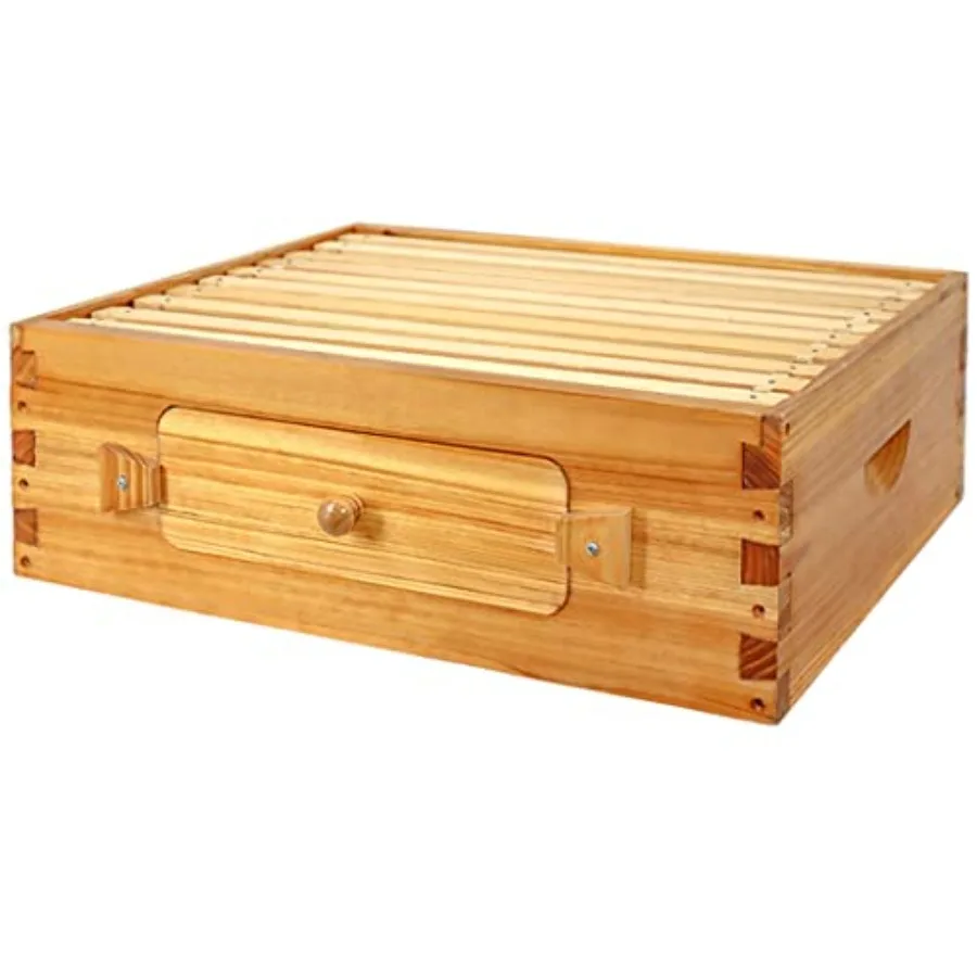 

Beekeeping application wood material natural color beeswax-coated medium Langstroth hive box with frames and foundation unassem