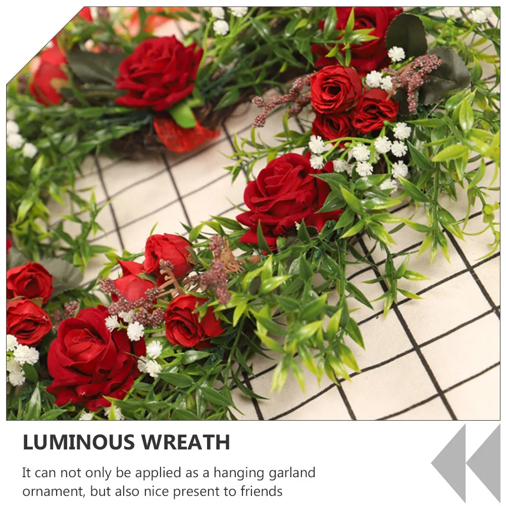 

1Pcs Heart Shaped Rose Garland Wall Luminous Decor Door Pendant for Home Decoration Festive Holiday Party Cafe Bar Ambiance