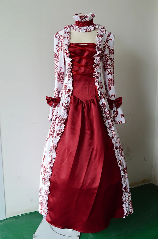 18th Century Medieval England Court Victorian Party Evening Gown Women Marie Antoinette Rococo Noble Large Flared Sleeve Dress