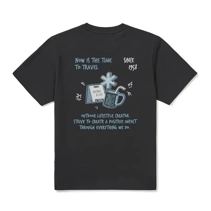 Sommer 2026 Neues Snow Peak Sommer-T-Shirt mit Neuem Aufdruck für Outdoor-Camping und Freizeit, Kurzarm, Reine Baumwolle – Detail 2