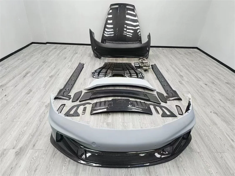 Resin semi carbon fiber GT3 style front bumper rear bumper side skirt rear spoiler engine hood for Porsche 992 body kit