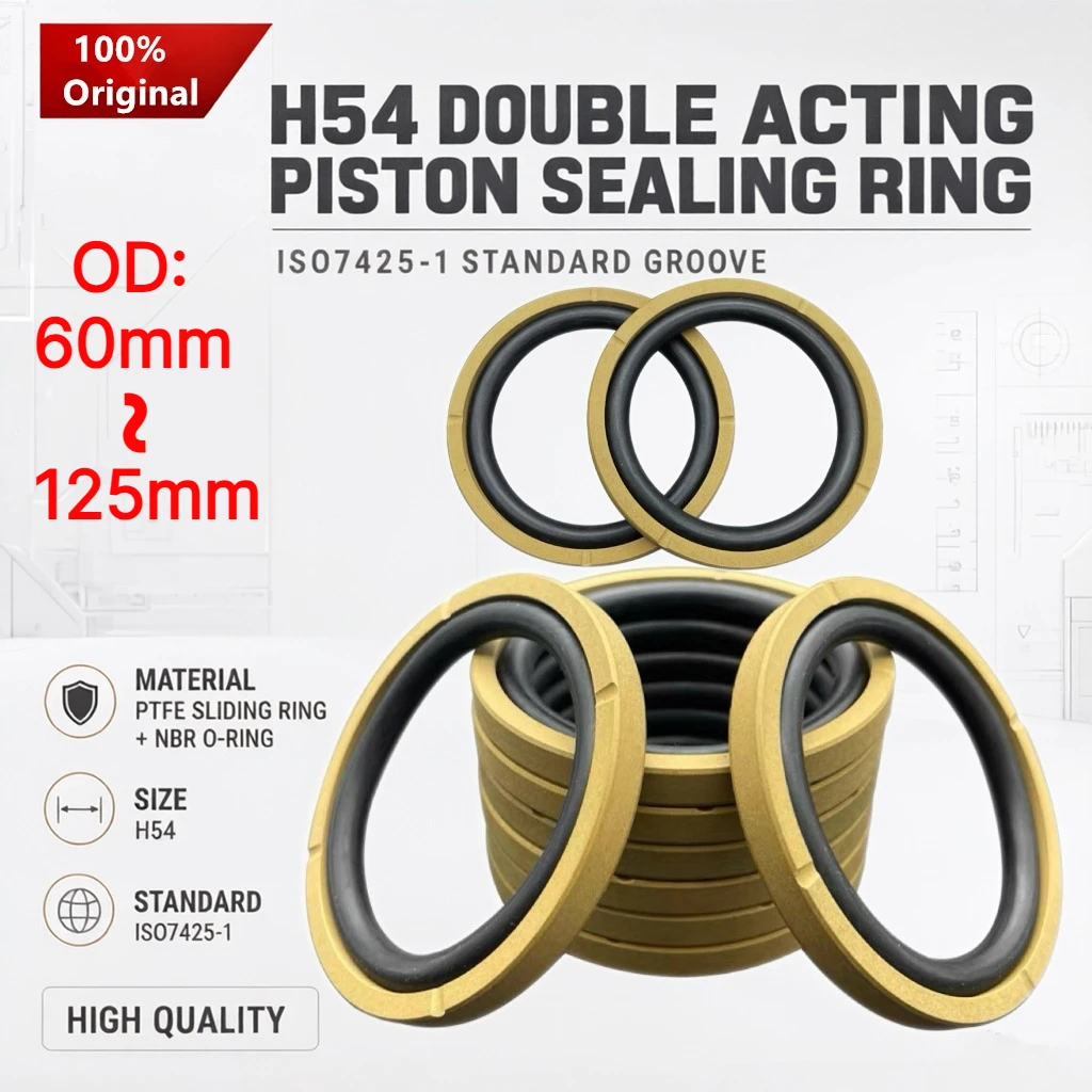 H54 Double Acting Piston Hole Combined Sealing Ring OD:60mm~125mm for: ISO7425-1 Standard Groove PTFE Sliding Ring+NBR O-ring