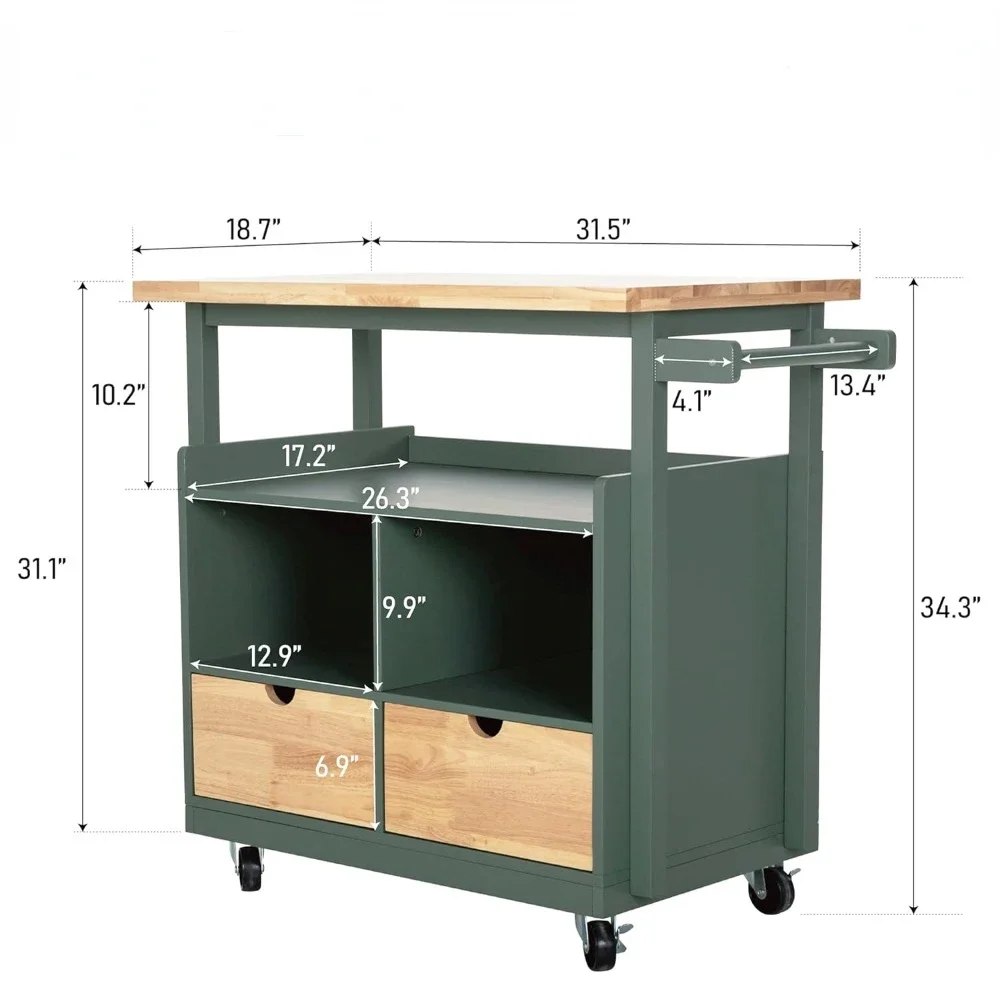 Kitchen Trolley, Rolling Kitchen Trolley with Storage, Kitchens Island Table Cart with Wheels