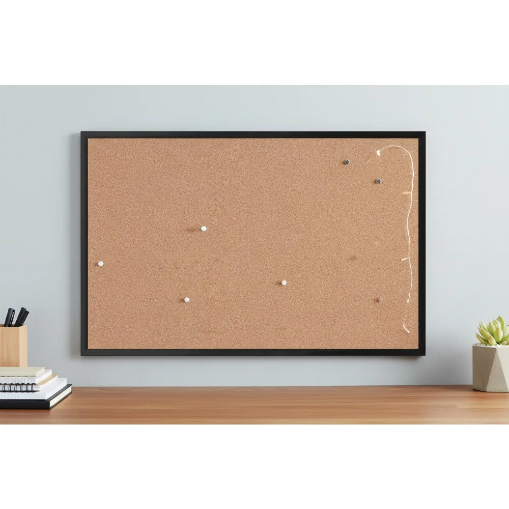 لوحة إعلانات من الفلين والألومنيوم باللون الأسود مقاس 36 × 24 بوصة، سطح تثبيت ممتاز للمكتب والمنزل والفصول الدراسية #1