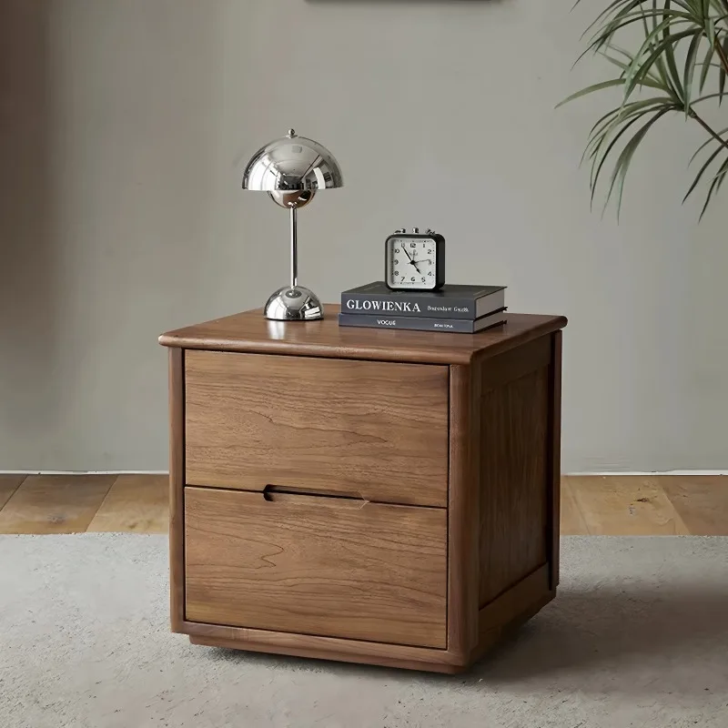North American black walnut solid wood bedside table, log hidden compartment bedside table Nordic simple bedroom locker