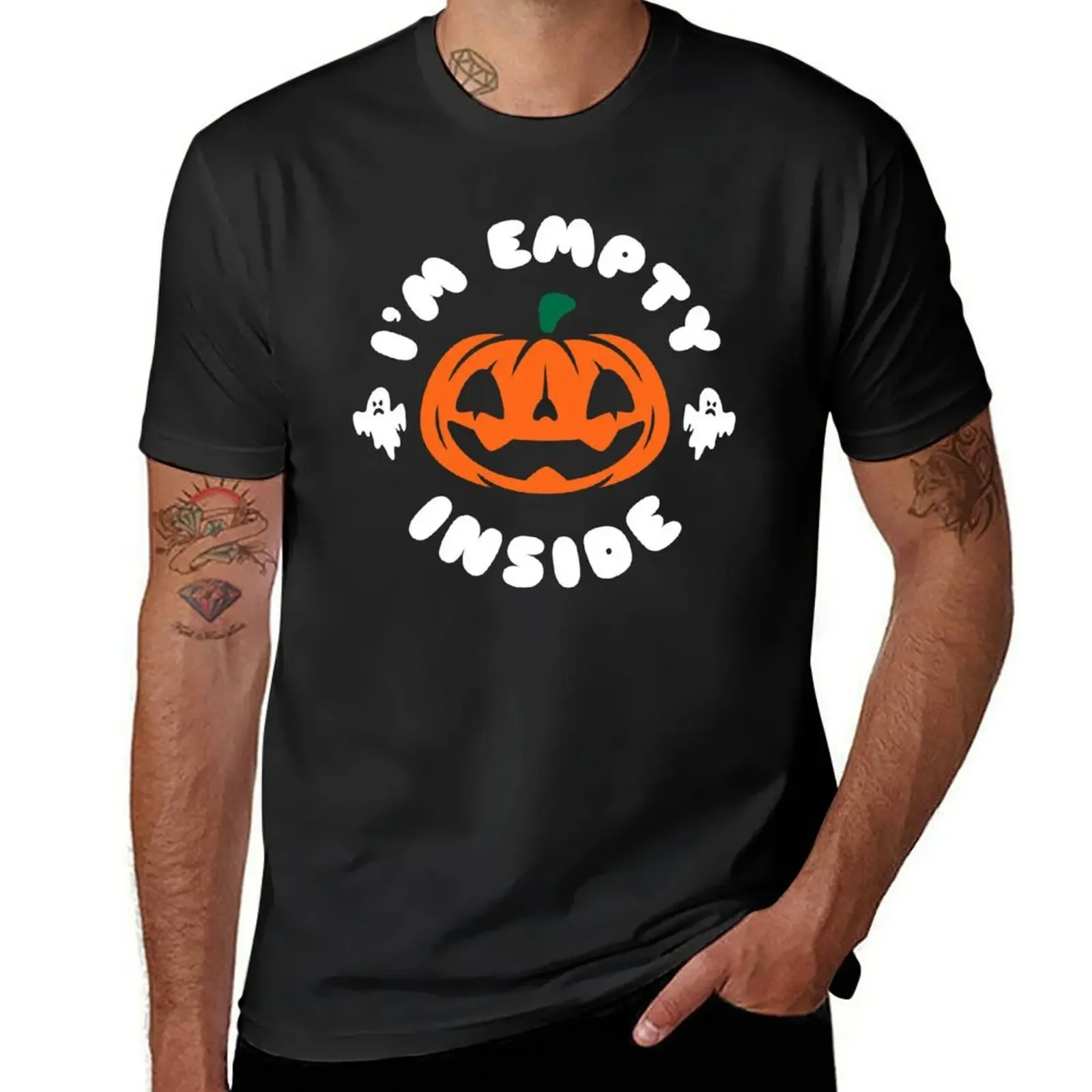 I'm Empty Inside - Emo Pumpkin - Halloween - Funny Goth T-Shirt aesthetic clothes blacks oversized t shirt men