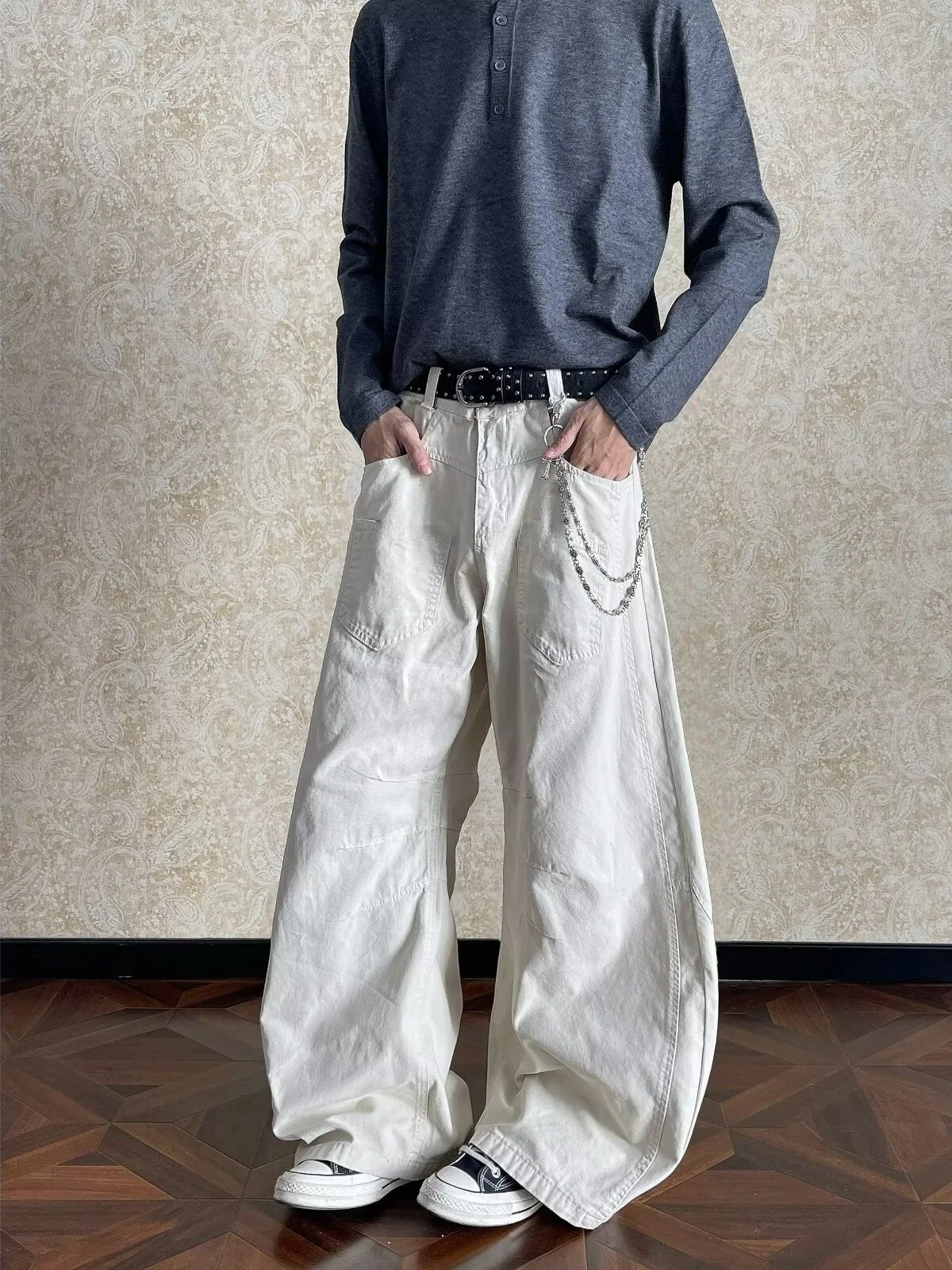 

Ретро-джинсы американского стиля с широкими штанинами для мужчин и женщин, осенне-зимние, свободные, прямые, повседневные, универсальные, из смесового хлопка и полиэстера