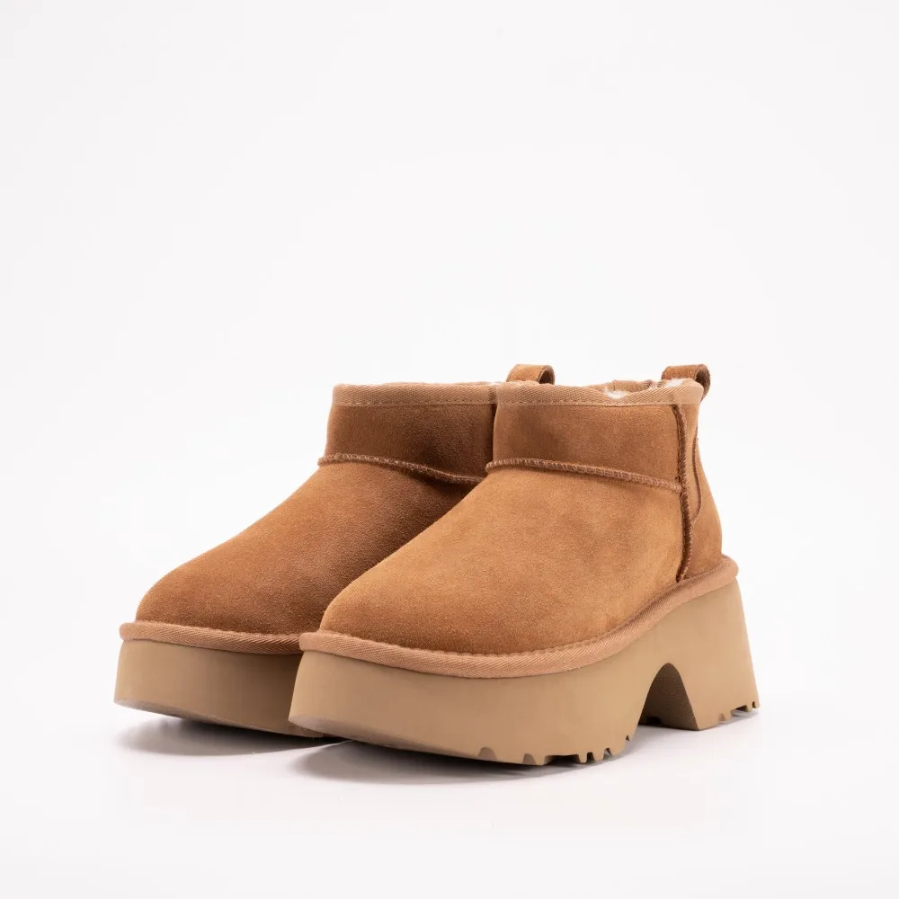[Mermaid Style] Sheepskin and Wool Integrated Winter Women's Thick Bottom with Mermaid Short Boots for Casual Snow Boots