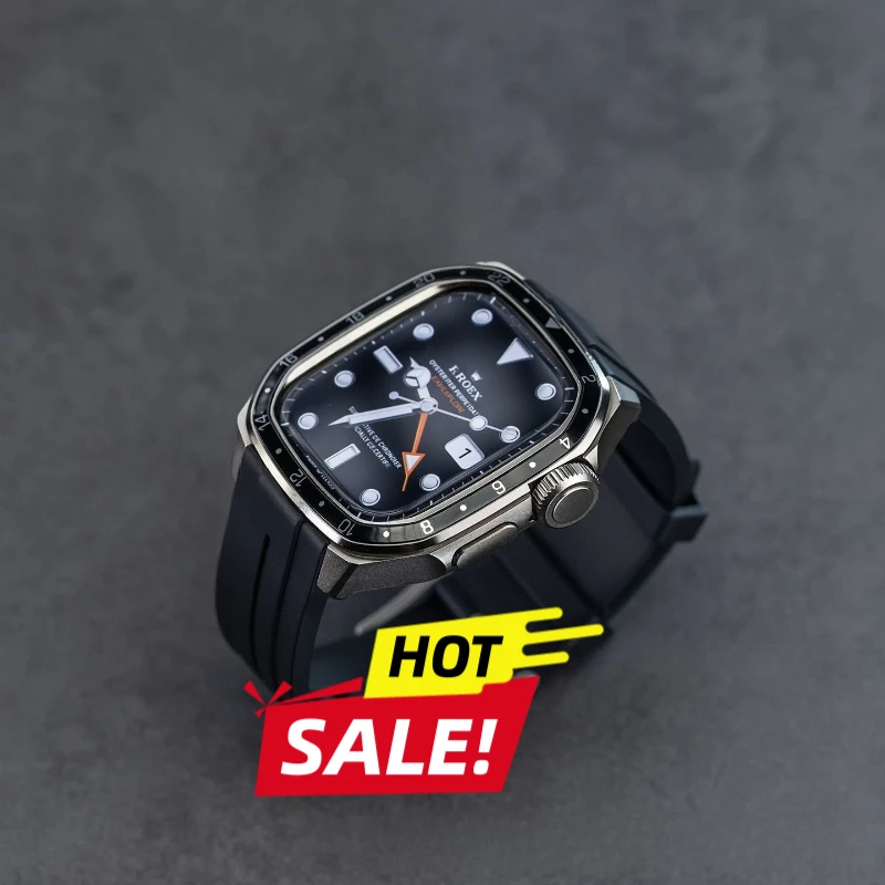 New For Apple Watch Series 11 10 Refit Modification Metal Case Band Rugged Protective Case For iWatch 44 45 46mm Strap Bracelet