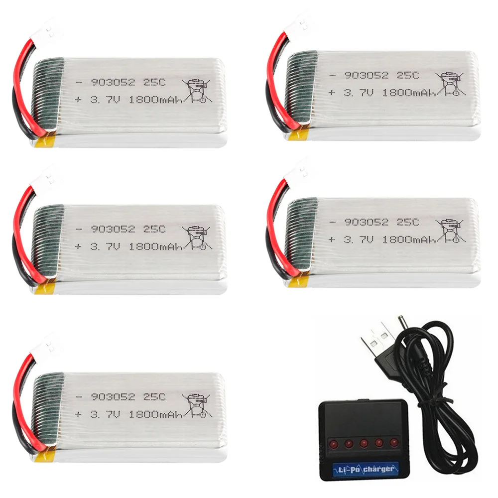 Upgrade 1800mAh 3.7v lipo Battery Charger set for KY601S SYMA X5 X5S X5C X5SC X5SH X5SW M18 H5P HQ898 H11D H11C T64 T04 T05 F28