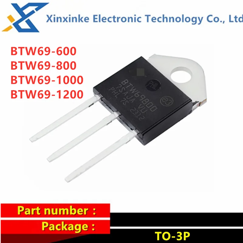 

5PCS BTW69-600 BTW69-800 BTW69-1000 BTW69-1200 TO-3P 1200V 1000V High Power Three Terminal Thyristor BTW69800