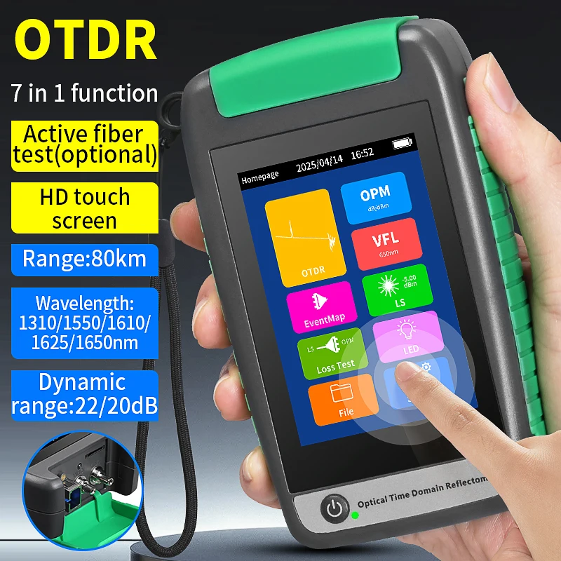 

80KM OTDR Active Fiber Test(Optional) Optical Time Domain Reflectometer Touch Screen Fiber Optic Cable Tester With OLS OPM VFL