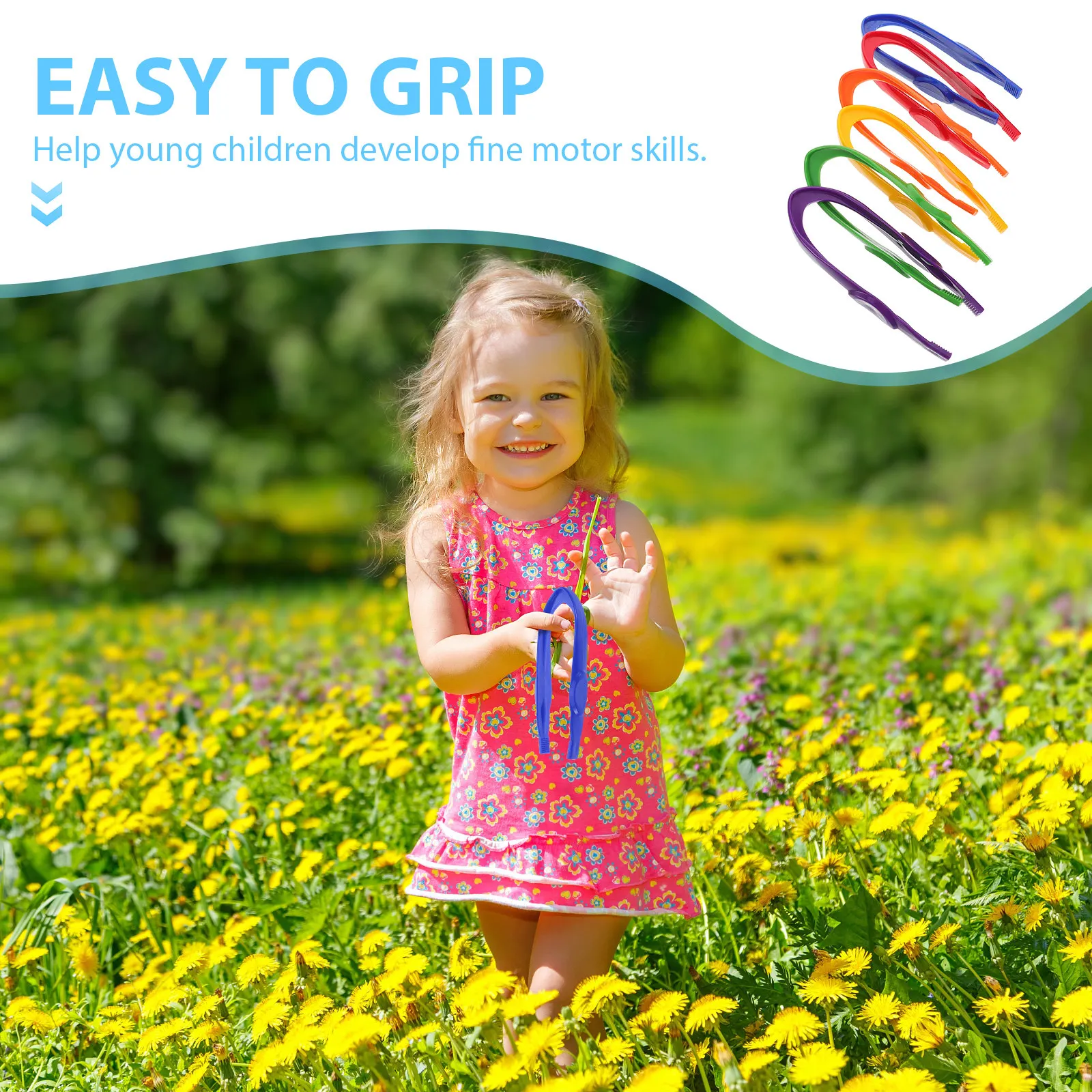 6Pcs Plastic Round-Tip Kids Tweezers for Sensory Play, Fine Motor Skills Development – Safe Preschool Learning Tools