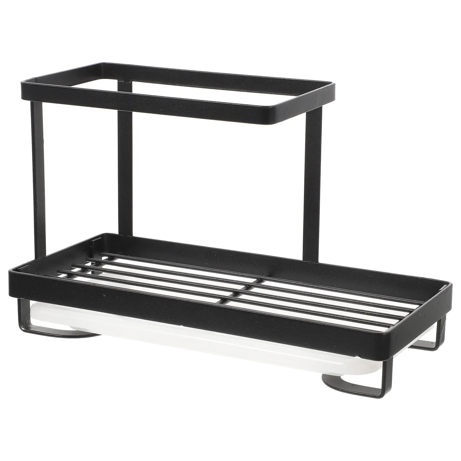 

Drain Rack Sponge Holder for Kitchen Sink Stainless Steel Black Draining Stand Dish Cloth Soap Organizer Storage Tool