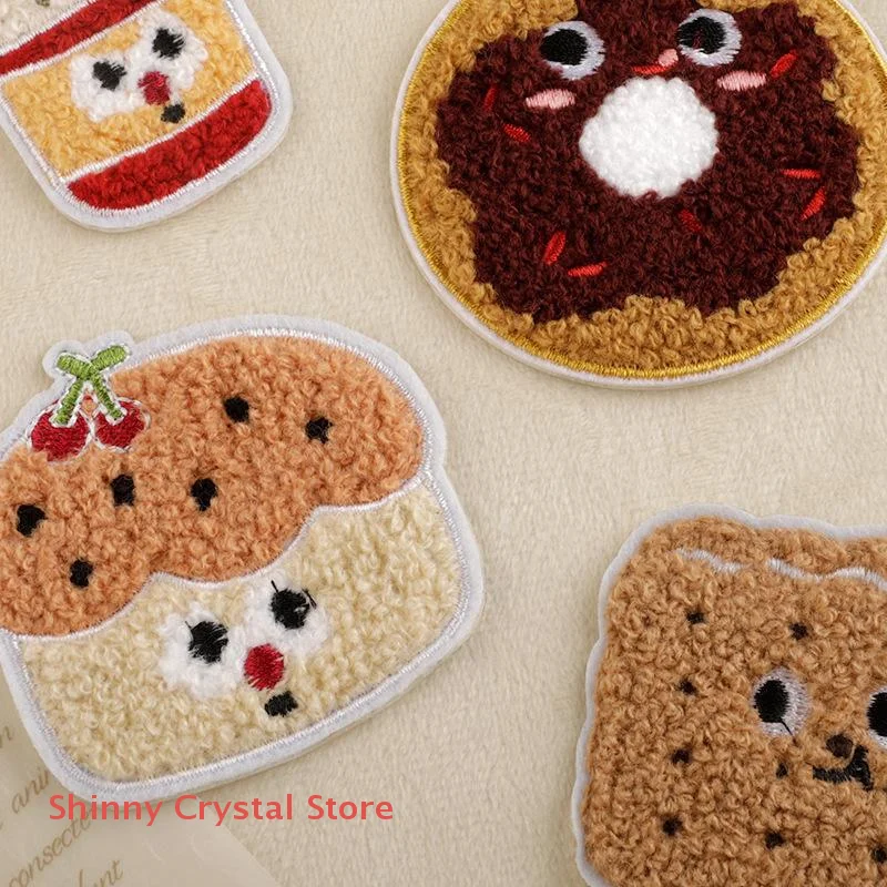 

New Self Adhesive Biscuits French Frie Patch For Clothing Iron On Embroidered Fabric Badge Patch DIY Apparel Accessories