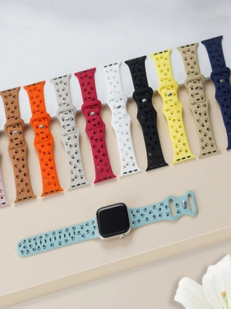 Hollow-Out Silicone Strap for Apple Watch Band 40mm 44mm 49mm 41mm 45mm 46mm Correa Bracelet iWatch Series SE 8 7 6 9 Ultra 2 10