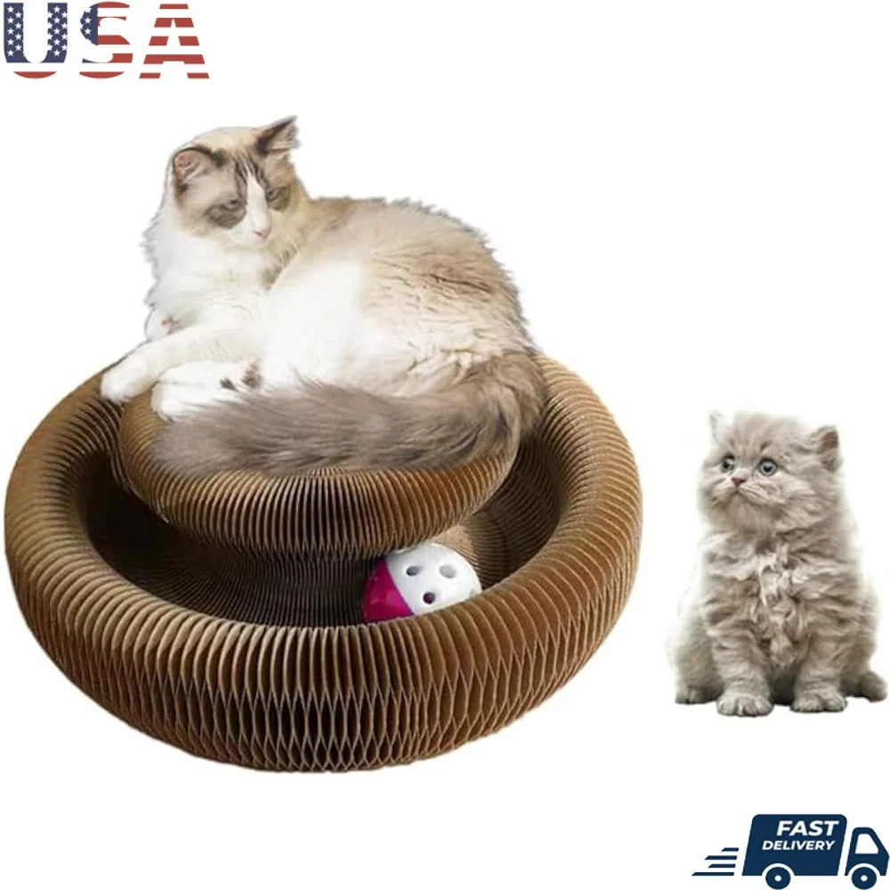 

Interactive Cat Scratcher Board with Folding Design Durable High-Density Cardboard Multi-Purpose Toy Indoor Cats Mental Physical
