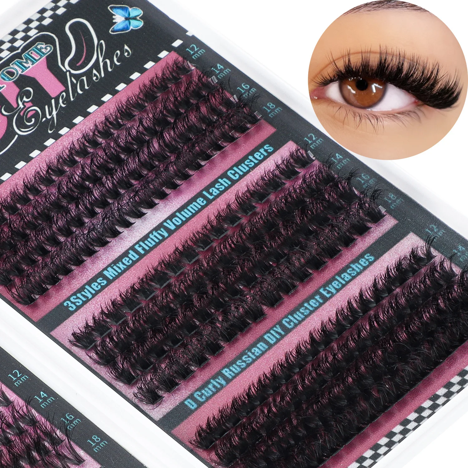 Afbeelding 3: 456 stuks DIY wimpers clusters kit 3 stijlen pluizige volume individuele wimperextensions set voor beginners