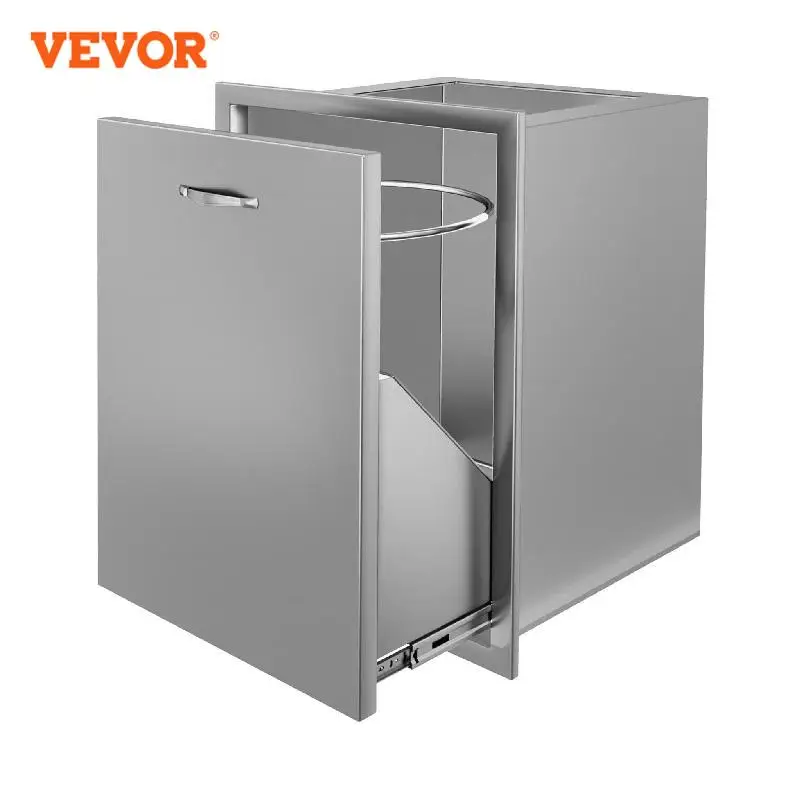 VEVOR Pull-Out Trash Drawer Propane Tank Drawer Stainless Steel Built-In Smooth Roll-In Sliding Rail for Kitchen Garbage Storage