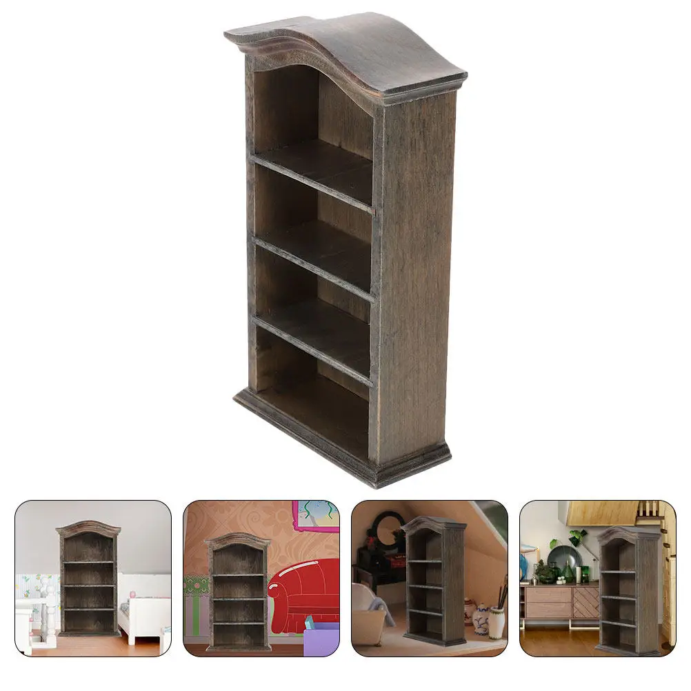 

2Pcs Miniature Furniture Cabinet Wooden Small Book Storage Shelf for Mini House Decoration Kids Room Creative Display Bookshelf
