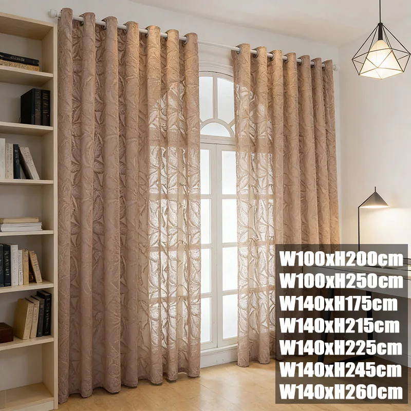 Luxury France Jacquard Window Curtain Panel Elegant White Grommet Eyelet Top Light Filtering Soft Curtain for Home Hotel Kitchen
