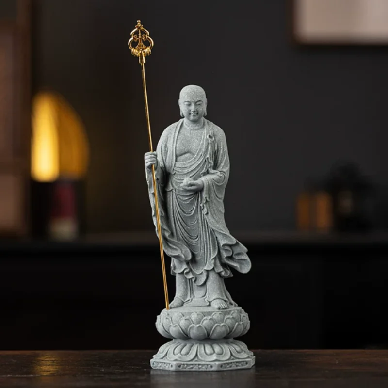 Exquisite Stone Carving Ksitigarbha Bodhisattva Statue - Zen Buddhist Figure, Elegant Home Courtyard Landscaping Ornament