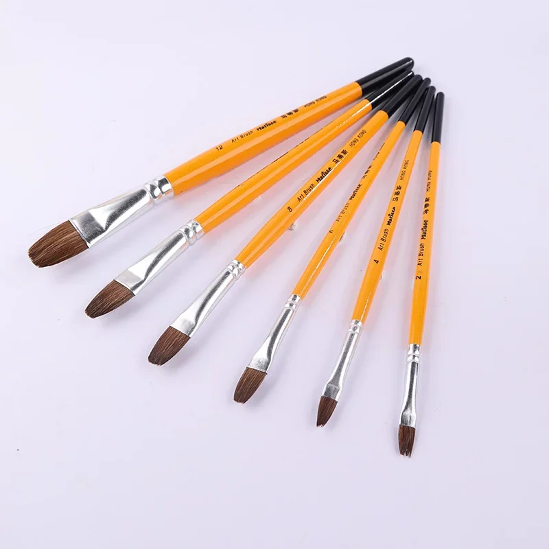 6pcs/set Nylon Hair Painting Brushes Acrylic Art Supplies Artist Oil Watercolor Paint Brush for School Student Drawing Tool