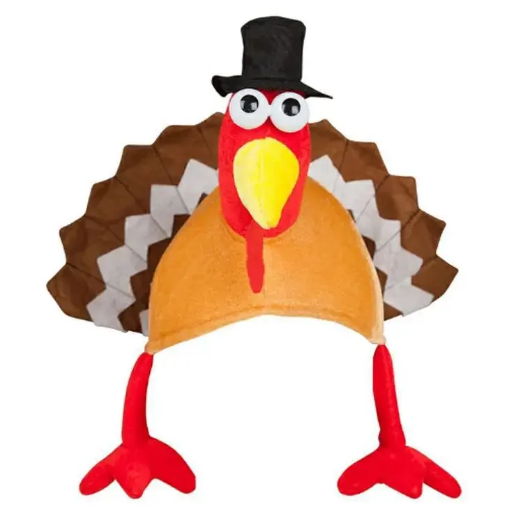 Turkey Thanksgiving Hat Novelty Cooked Chicken Bird Secret Santa Fancy Dress Funny Adults Hat Festival Costume Caps New Arrivals