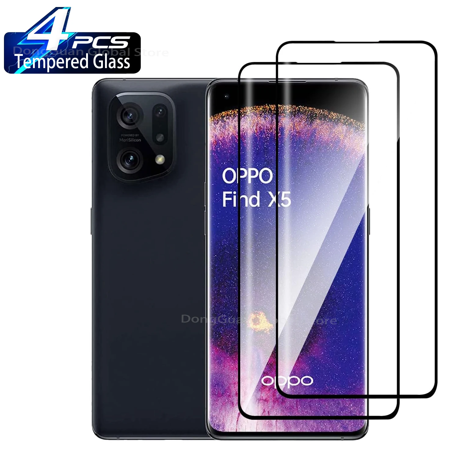 For OPPO Find X5 Pro X3 Pro Neo,9H Curved Four Sides Glue Tempered Glass 2/4Pcs 3D Screen Protector