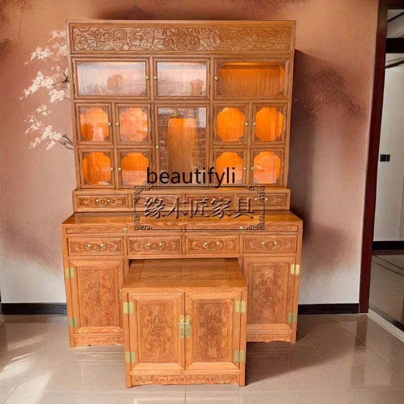 Y Solid wood Tibetan vertical cabinet serving table Tantra shrine Buddhist platform household offering cabinet Buddha table