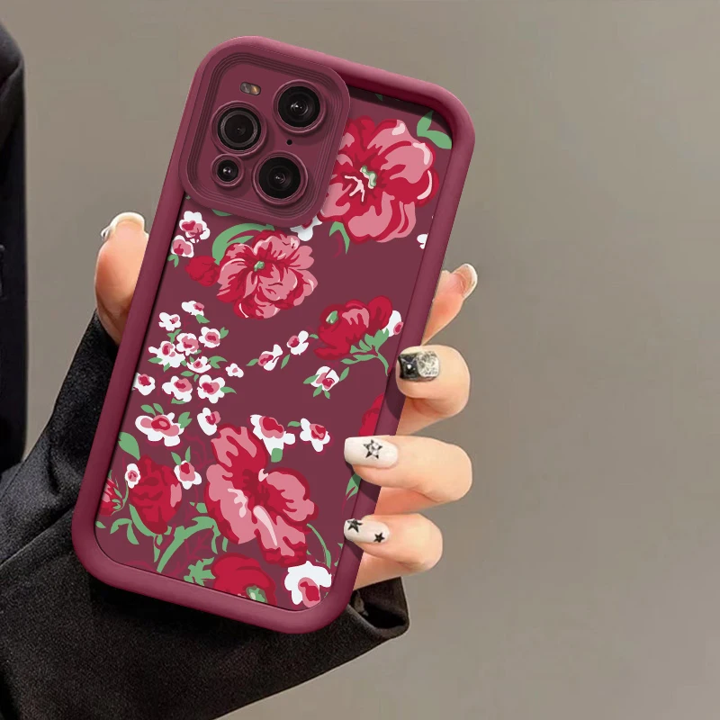 Flowers Print Phone Case For Motorola Moto G85 G75 G54 G56 G86 Edge 50 60 Funsion 40 Neo E13 E14 Matte Shockproof Soft Cover