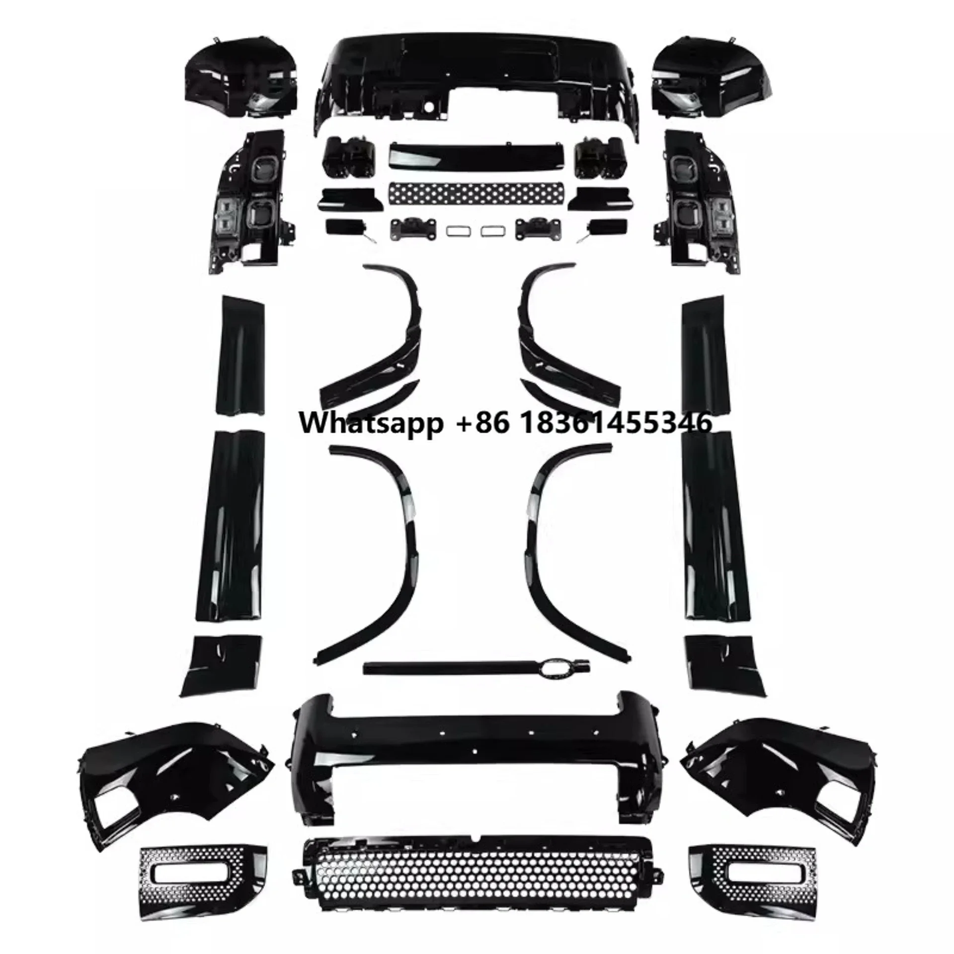 

For Defender 20-23 Upgraded 007 Kit Front Rear Bumper Taillight Assembly Wheel Eyebrow Tail Throat Grille Accessories