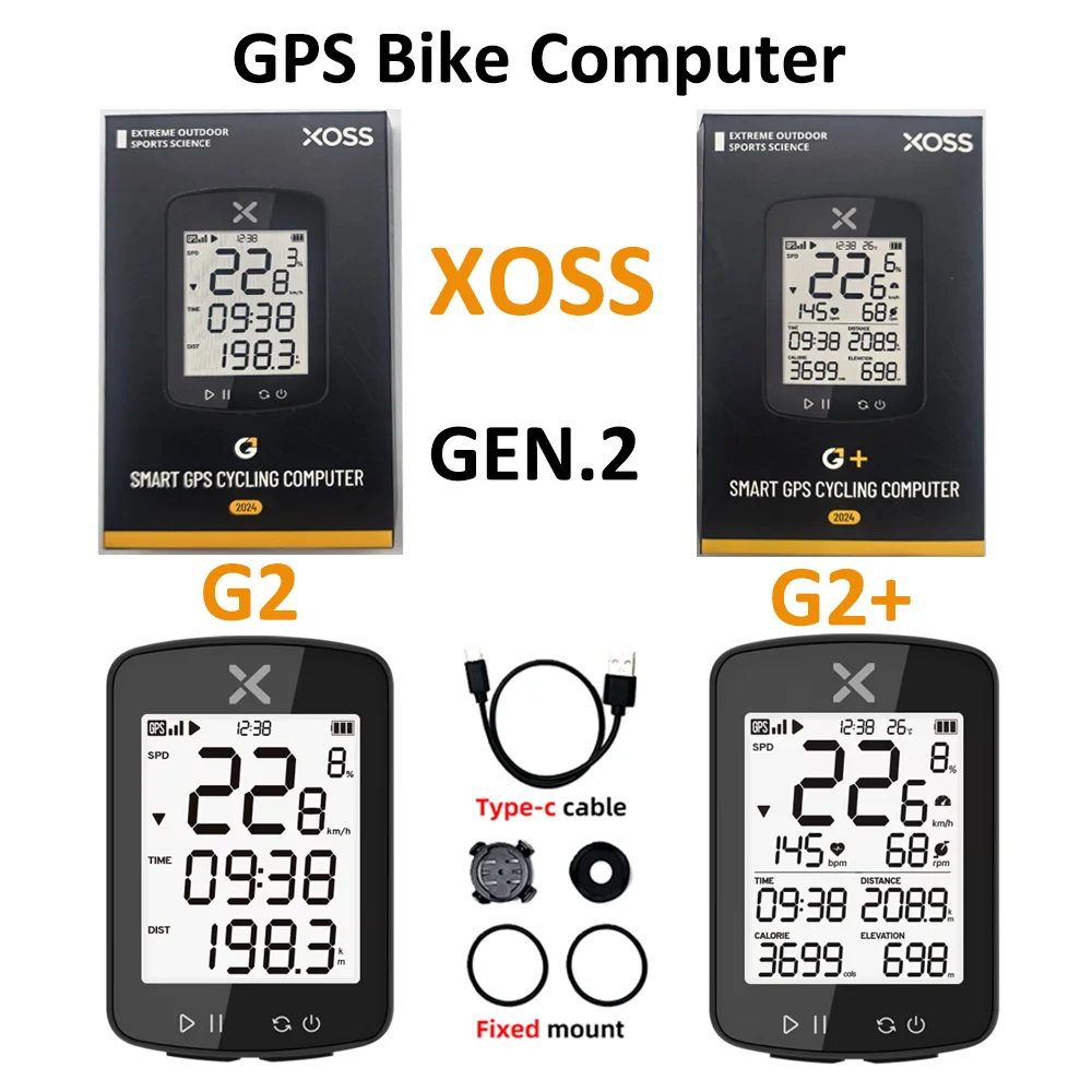 XOSS G2 Plus: computer da bicicletta wireless con GPS, tachimetro per ciclismo, impermeabile, compatibile con ANT+, misuratore di cadenza e velocità, 