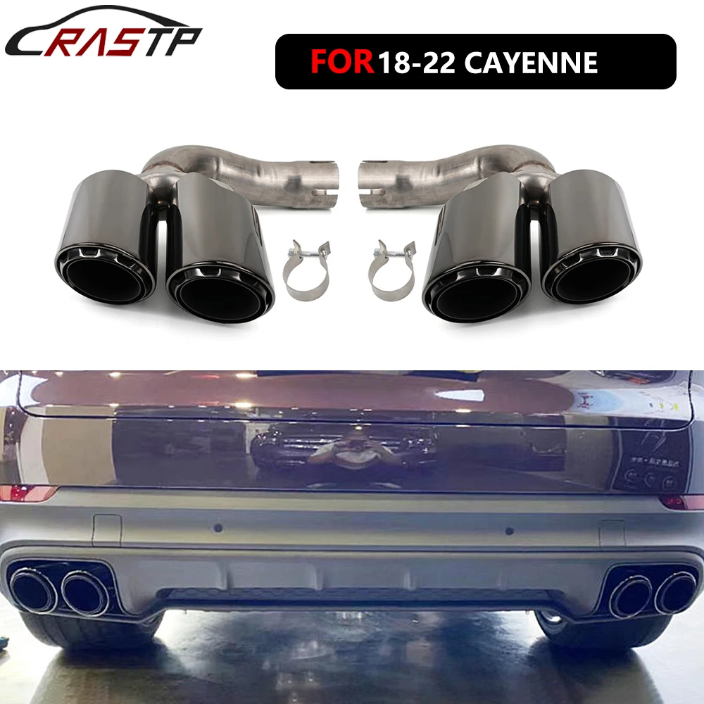 RASTP-Car Exhaust Tip Exhaust System Pipe Muffler Tip Car Tail Air Outlet Vent Body Kit For Porsche Cayenne 2018-2022 CR2037